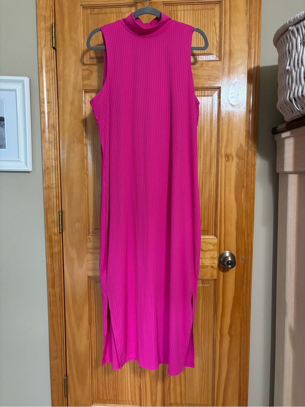 Express Sleeveless Mock Neck Midi Dress - Fuchsia Pink